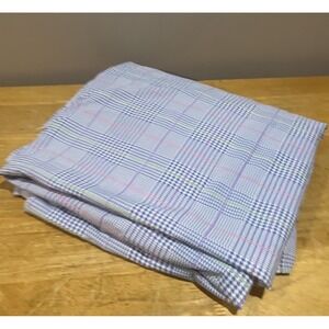 Lauren Ralph Lauren Studio Glen Plaid Seaview Queen Flat Sheet 100% Cotton Blue